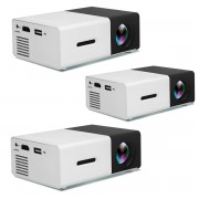 LED мини-проектор беспроводной Unic YG-300 с поддержкой HD видео портативный с пультом ДУ и аккумулятор в комплекте (корпус бело-черный) В КОМПЛЕКТЕ 3 ШТ