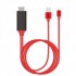 Кабель-адаптер Lightning+USB-А to HDMI (Красный)