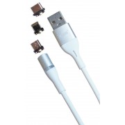 Магнитный кабель MRM 3in1 Lightning/Micro/Type-C, 1m (Белый)