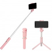 Штатив для селфи 3 в 1 с моноподом и пультом для iPhone (Розовый)