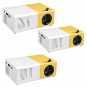 LED мини-проектор беспроводной Unic YG-300 с поддержкой HD видео портативный с пультом ДУ и аккумулятор в комплекте (корпус бело-желтый) КОМПЛЕКТ 3 ШТ