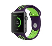Ремешок спортивный для часов Apple Watch Band 42 44 гибкий, для пробежек, спортивный, плотно прилегающий (Пурпурно-зеленый)