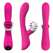 Вибратор с вращающейся клиторальной стимуляцией (имитация орального секса) Tongue Licking Electronic Clitoris Stimulation (Розовый)