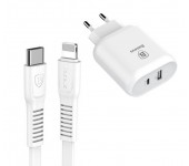 Зарядное устройтсво Baseus Usb Wall Charger Bojure Series USB-C Quick charge 32W with USB-C to Lightning Cable TZTUN-BJ02 (Белый)