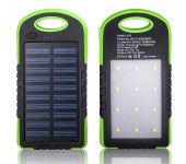 Powerbank со встроенной солнечной батареей Solar Power Bank, объем 12000 mAh фонарь LED (Зеленый)