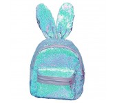 Рюкзак с блестками пайетками ушки зайца (Голубой с перламутром)