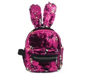 Рюкзак с блестками пайетками ушки зайца (Розовый)