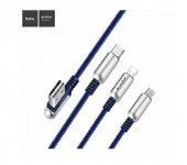 Кабель Hoco U17 3-in-1 Capsule Charging Data Cable Lightning Micro Type-C (Синий)