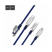 Кабель Hoco U17 3-in-1 Capsule Charging Data Cable Lightning Micro Type-C (Синий)