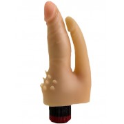 Анально-вагинальный вибромассажёр с шипами для массажа клитора - 17 см., телесный