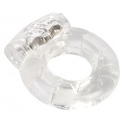 Толстое прозрачное эрекционное кольцо с вибратором, прозрачный