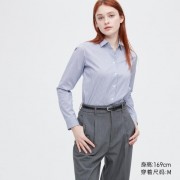 Женская тянущаяся рубашка SUPIMA COTTON Uniqlo в полоску для офиса или прогулок в городе (Темно-голубой) размер L