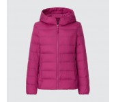Женская облегченная пуховая осенне-зимняя куртка с капюшоном Uniqlo размер S (Розовая)