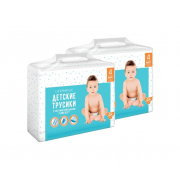 Детские супермягкие подгузники - трусики для девочек и мальчиков размер L (8-13 кг), 2 упаковки по 48 шт 