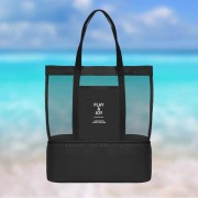 Складная спортивная пляжная сумка-термос на плечо сумка холодильник с двумя отделениями 2 в 1 (Черный)