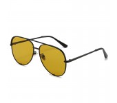Набор авангардные металлические солнцезащитные очки авиаторы для женщин с футляром для хранения (Черно-желтые)
