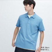 Повседневная быстросохнущая рубашка ПОЛО с коротким руковом Uniqlo (Голубой) размер M