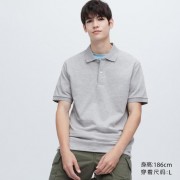 Повседневная быстросохнущая рубашка ПОЛО с коротким руковом Uniqlo (Дымчато-серый) размер L