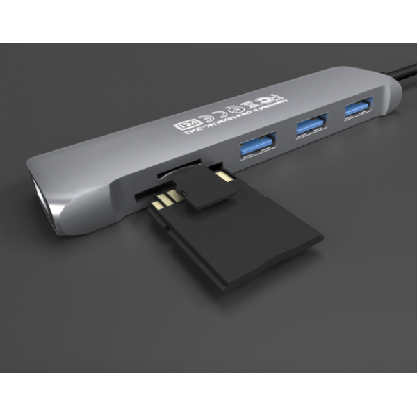 USB-концентратор USB-3.0 Multi-function Adapter 6 в 1 SD/TF, 4 x USB 