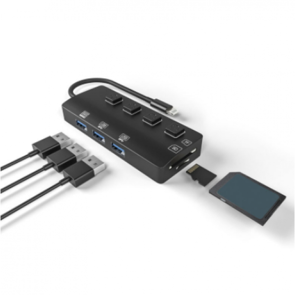 USB-хаб Lightning Multi-function Adapter 5 в 1 SD/TF, 3 x USB 
