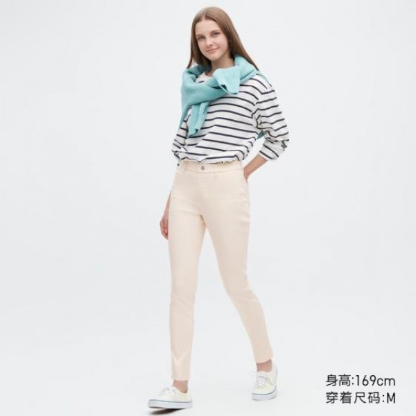 Женские высокие эластичные брюки Uniqlo (Белый) размер L