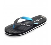 Мужские пляжные шлепанцы на нескользящей подошве летние спортивные сандалии для пляжа (Черно-голубые) размер L