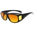 Набор мужские зеркальные очки ночного видения для вождения антиблик антифары пыленепроницаемые с защитой от ветра с футляром для хранения (Оранжевый)
