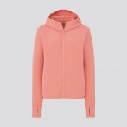 Женский солнцезащитный кардиган AIRism Uniqlo с защитой от ультрафиолета на молнии с капюшоном (Розовая) размер XS