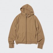 Женский солнцезащитный кардиган AIRism Uniqlo с защитой от ультрафиолета на молнии с капюшоном (Коричневый) размер L