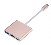 Кабель-конвертер Type-C-USB 3,0 3 в 1 (Розовый)