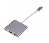 Кабель-конвертер Type-C-USB 3,0 3 в 1 (Темно-серый)