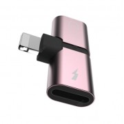 Разветвитель Lightning Splitter 2в1 зарядное устройство и разъем для наушников (Розовый)