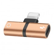 Разветвитель Lightning Splitter 2в1 зарядное устройство и разъем для наушников (Золотой)