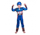 Детский маскарадный костюм супергероя с мускулами Капитан Америка размер M