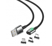 Кабель Baseus Zinc Magnetic Cable Kit iP+Type-C+Micro 1m (Черный)