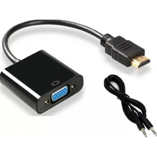 Конвертер переходник HDMI to VGA + звук audio Jack (Черный)
