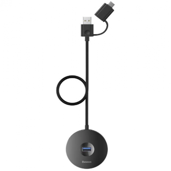 USB-концентратор Baseus Round Box HUB adapter Type-C+USB A to USB3.0*1+USB2.0*3 1 метр (Черный)