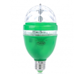 Вращающаяся ротационная диско-лампа LED c переходником и с цветным цокольем (Зеленая) 