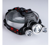 Фонарь налобный аккумуляторный LED HEADLIGHT с 3-ным LED визором (Черный)