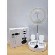 Кольцевая лампа LED 10 дюймов с кронштейном Live Light Fill 21 см с держателем для трех телефонов (Белый)