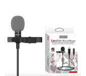 Микрофон Lavalier GL-141 Lighting с дополнительным разъемом AUX Jack 3.5 (Черный)