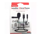 Микрофон Lavalier Type-C GL-140 с разъемом AUX Jack 3.5 (Черный)