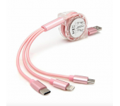Универсальный кабель для зарядки 3 в 1 (Розовый)