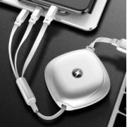 Выдвижной портативный зарядный кабель USB 3 в 1 (Белый)