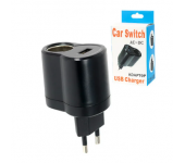 Автомобильное зарядное устройство USB AC-DC (Черное) 