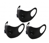 Защитная многоразовая маска с двумя клапанами выдоха 3 шт (Черная)
