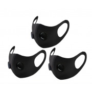 Защитная многоразовая маска с двумя клапанами выдоха 3 шт (Черная)