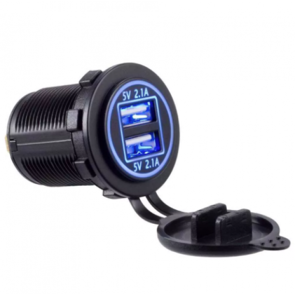 Разъем Usb в авто врезной 12V-24V 2USB SKU-3010 2.1A (Черный)