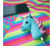 Повер банк Power Bank объем 4000 mAh дизайн Единорог (Голубой)