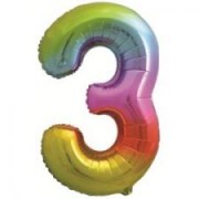 Шар ЦИФРА 6 ЯРКАЯ РАДУГА ГРАДИЕНТ (34''/86 см) Цифра 3 .в упаковке 1 шт